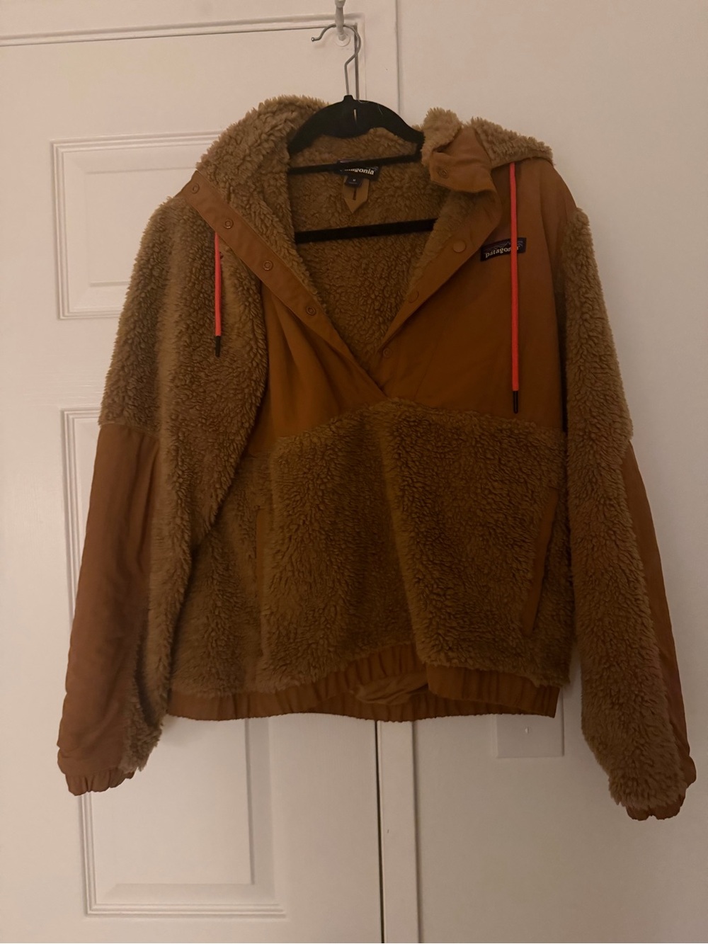 Patagonia Brown Teddy Sherpa Pullover Jacket with Hood